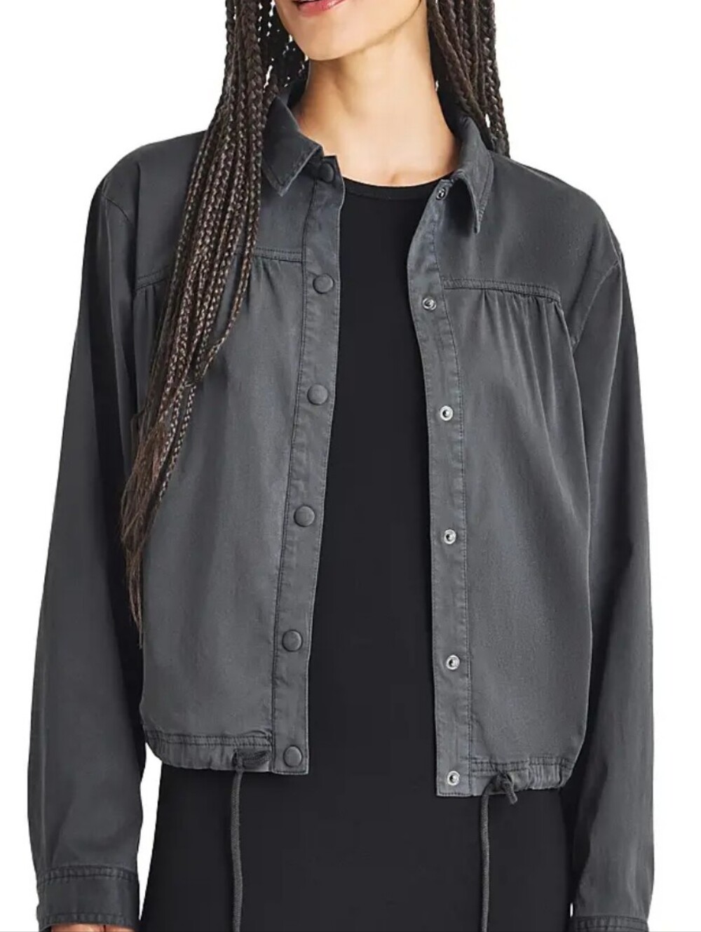 NWT Splendid Collection Lyocell Blend Gray Crop Utility Jacket S Minimal Fall